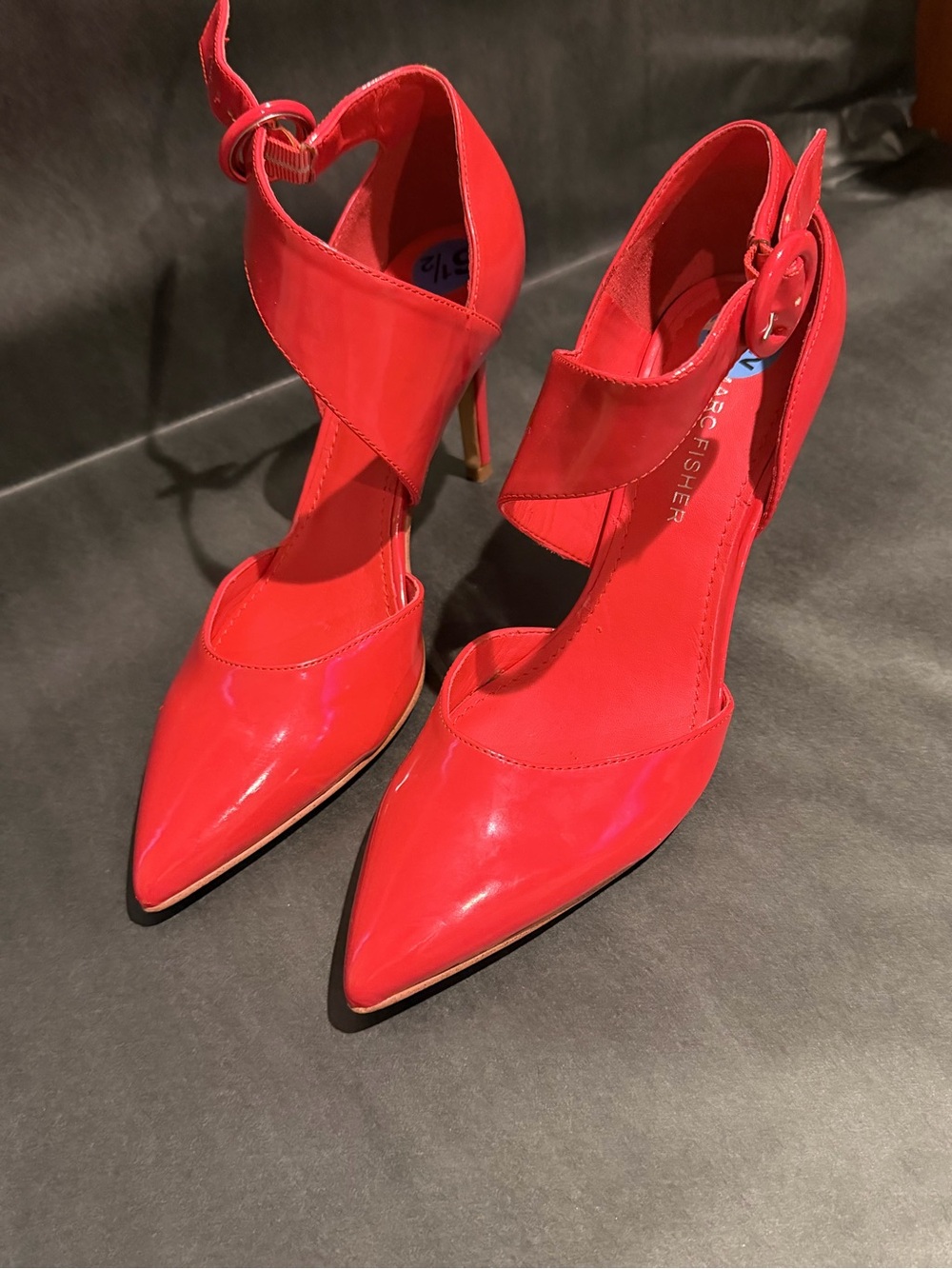 Marc Fisher Bold Red Pointed Heel with Cross Strap